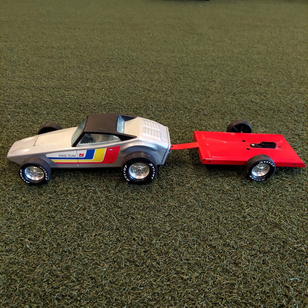 Vintage Race Car Hot Rod Vehicle Race Team Nylint Car and Trailer